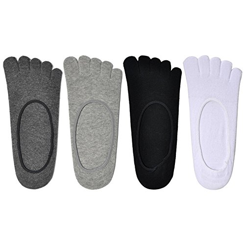 ZGJ Affe 4 Paare Herren Füßlinge Unsichtbare Baumwolle Socken Sport laufende Zehensocken - Rutschfest,Atmungsaktiv,Weich, Eur 39-45
