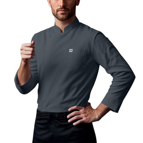 Camiseta de manga larga para hombre de catering con costuras reforzadas chef