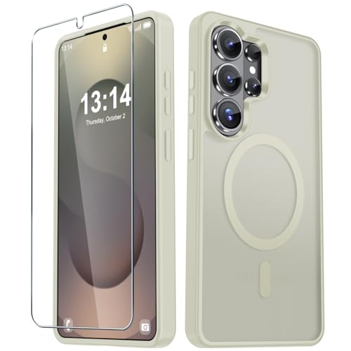 Image of for Samsung Galaxy S26 Ultra Case, Matte Magnetic Phone Cover, Cream White | Fit for MagSafe, Screen Protector included, Shockproof Military Grade Protection, Translucent Frosted Back