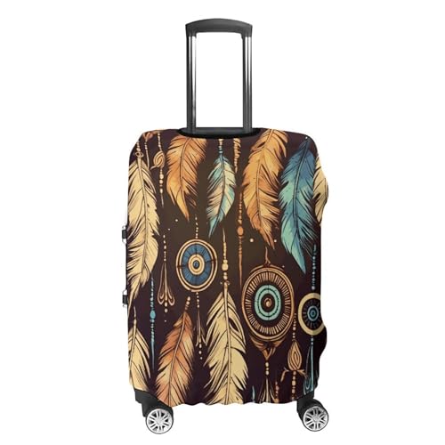 Vintage Ethnic Tribal Feather Luggage Cover, Washable Elastic Suitcase Cover Protector Fit 18-32 Inch Luggage4