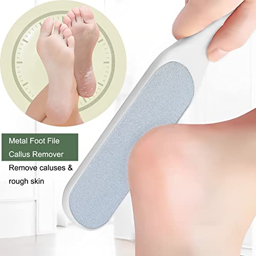 2 Pcs Double Sided Multidirectional Nickel Foot File Callus Remover Heel Scraper Foot Scrub Care Tool to Remove Rough Cracked Corns Smoothing Hard Skin