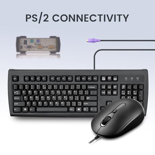 Combo de teclado y mouse PS2 con cable Perixx PERIDUO-107P negro de tamaño completo 2