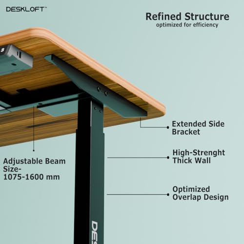 Image of Motorized Electric Standing Desk, Height Adjustable Sit Stand Workstation with Walnut Wood Grain Top, Ergonomic Computer Desk for Home & Office (Black Frame & Brown Top, 1200 x 600 mm)