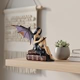 Comfy Hour Fairyland Collection 23 cm książka do czytania ciemna wróżka figurka czarownicy, dekoracja domu i przedmioty kolekcjonerskie, żywica poliestrowa