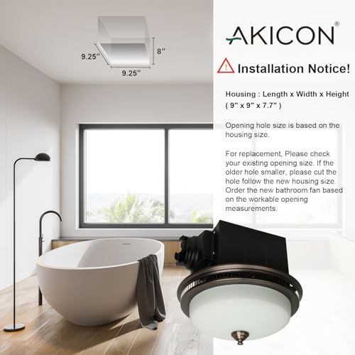 Image of Akicon Bathroom Exhaust Fan with Light, Ultra Quiet 110 CFM 1.5 Sones Ventilation Exhaust Bathroom Fan Light Combo and Nightlight, 3 Years Warranty (Oil Rubbed Bronze)