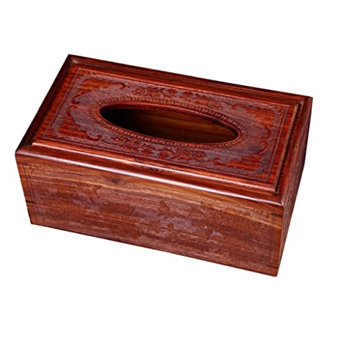 SJYDQ Caja de pañuelos Caja de servilleta Tallada Retro Tablero Terreno y mortaja Caja de Papel de la casa (Color : A, Size : 23 * 13 * 10cm)