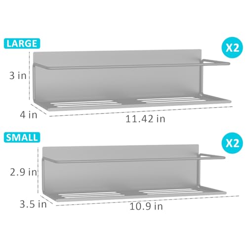 Image of Magnetic Spice Rack For Refrigerator, Space Saving Magnetic Shelf For Fridge Grey 4 Pack With Magnetic Paper Towel Holder