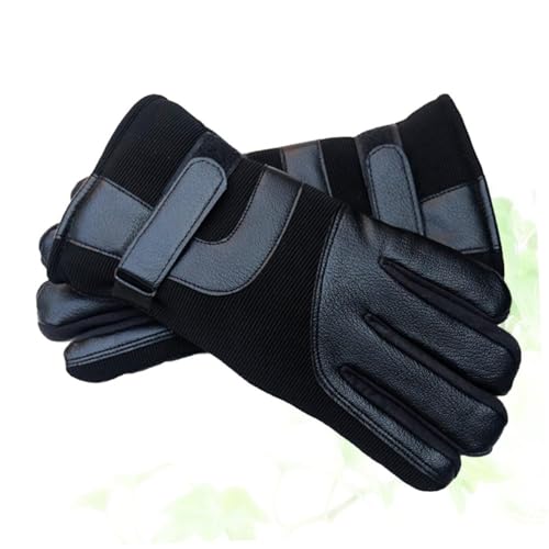 COLLBATH Screen Leather Gloves Windproof Anti-slip Winter Gloves for Men Thicken Plush Design