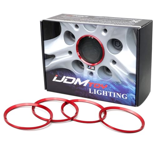 iJDMTOY 4pc Anodized Red Aluminum Rim Center Cap Surrounding Ring Decoration Trims Compatible with All BMW 68mm Center Caps