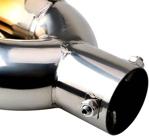 Miniatura 5 de Punta de escape doble de entrada de 2.5 pulgadas, silenciador pulido, tubo de cola universal atornillado de doble salida (azul, recto)