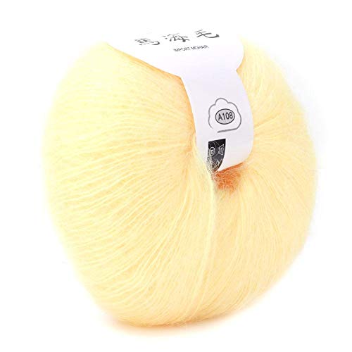 Soft Mohair Cashmere Wool Knitting Yarn Lightweight Hand Knitwear Yarn DIY Shawl Scarf Crochet Thread with A Crochet for Sewing Accessories(Goose Yellow) - Image 2