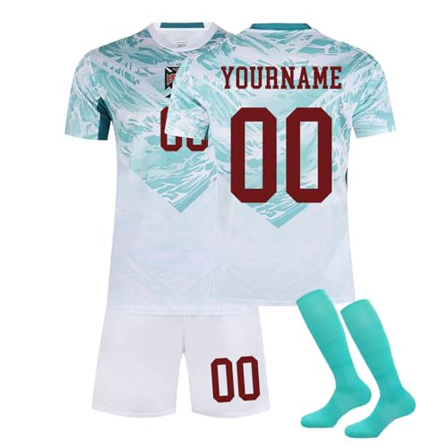 Mundial 2026 Camiseta de Fútbol Personalizadas para Hombres y Niño, Equipación Fútbol DIY Nombre Número con Conjunto Top Pantalón Corto y Calcetines Regalo de Futbol Camiseta españa Mundial 2026