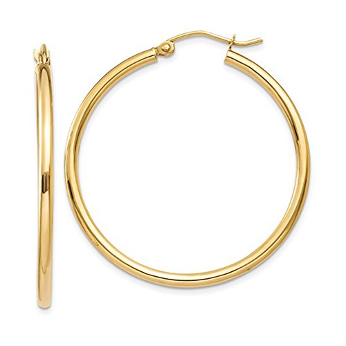 Image of 14K Gold Classic Real Hoop Earrings, (2mm Tube)