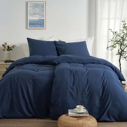 Duvetnova Bettwäsche Blau 135x200 4teilig Superweiche Vorgewaschene...