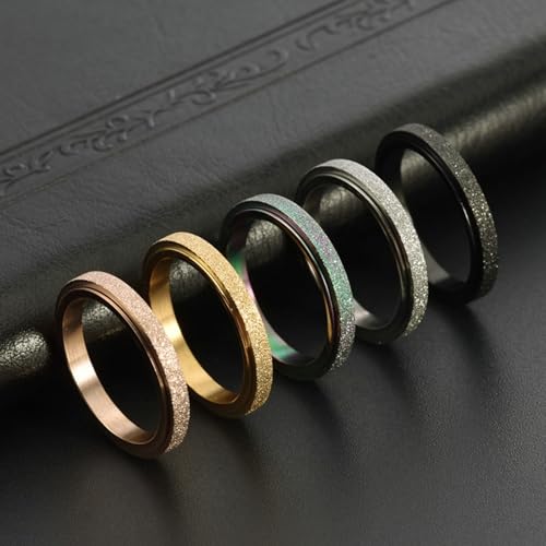 Anxiety Ring Spinner, Personalized Ring for Women Rotatable Matte Band 3mm Wide, Size 5 to 143