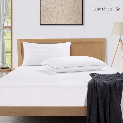 Image of LANE LINEN Hollow Fiber Sleeping Pillows Set of 2 (16 inchx24 inch) - Soft and Fluffy | Bed Pillow for Back, Stomach or Side Sleepers - Hotel Quality | Comfortable & Durable - White