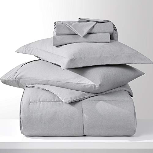 Umchord Queen Comforter Set, 8 Piece Light Grey Bed In A Bag, Cationic Dyeing Bedding Set With Comforter And Sheets, All Season Bed Comforter Sets(Queen, 88X88 Inches, Light Grey) #TOP5