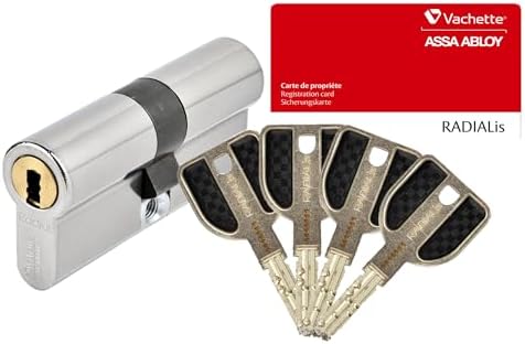 Vachette 582105 RADIALis-Cilindro de cerradura 42,5 x 42,5 mm, acero inoxidable, seguridad máxima, exterior, puerta de entrada, 4 llaves no copiables,...
