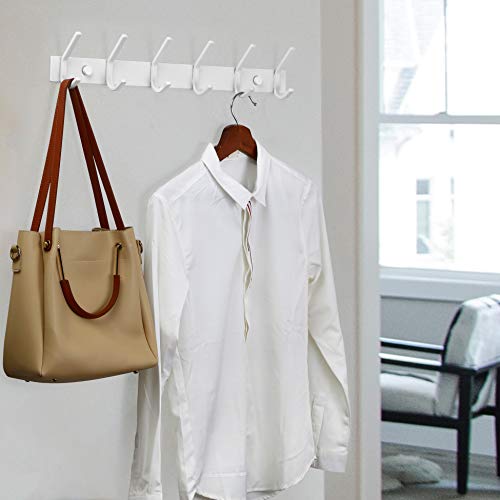 WEBI Coat Rack Wall Mounted,Coat Hooks Wall Mounted White,Coat Hanger Wall Hook Rack,6 Hooks for Hanging Coats,Hats,Jacket,Clothes - Thumbnail 3
