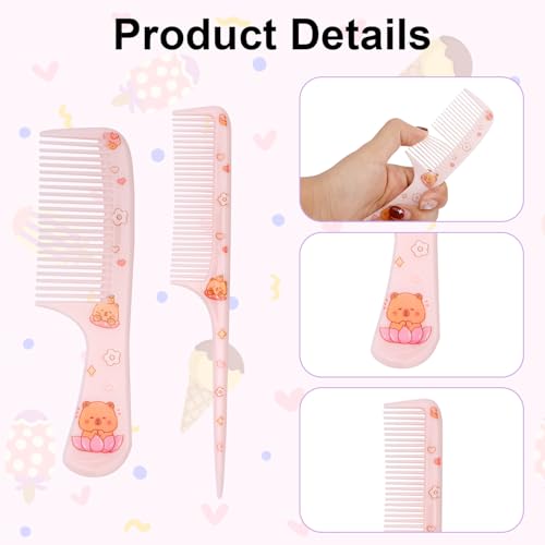 2 Peines de Plástico para Niñas Color Rosa miniatura 3