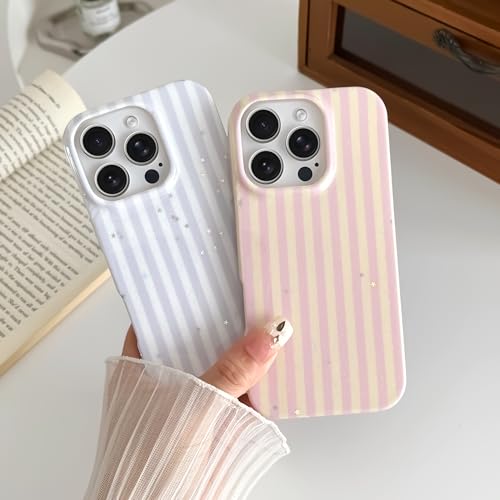 Coque iPhone 15 Pro Max rayures paillettes bleu et blanc - 6