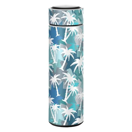 SoreSore 水筒 500ml レディース 保温保冷 8時間 ツリー アロハ ハワイ ブルー 自然風景 マグボトル 0.5L メンズ ステンレス 直飲み 真空断熱 大容量 おしゃれ スポーツドリンクボトル 魔法瓶 スリム 洗いやすい 軽量 持ち運び便利