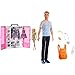 Barbie GBK12 - Traum Kleiderschrank mit Puppe und Puppenzubehör, ab 3 Jahren & FWV15 - Reise Ken Puppe mit Rucksack und Zubehör Dreamhouse Adventures, ab 3 Jahren