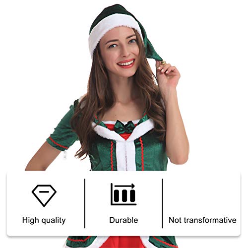 KESYOO 1 Conjunto de Fantasia de Elfo Feminino Verde Natal Santa Ajudante Vestido Festivo Vestido Fe