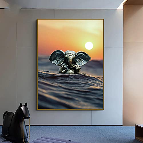 Décoration Intérieure Éléphant Bronze affiche moderne grand format sur toile