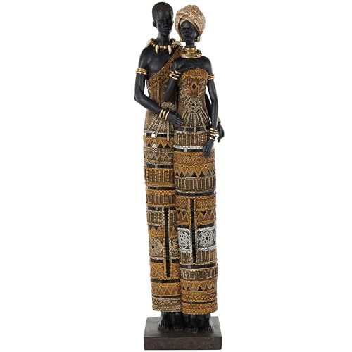 Escultura decorativa resina familia africana 31 in negro