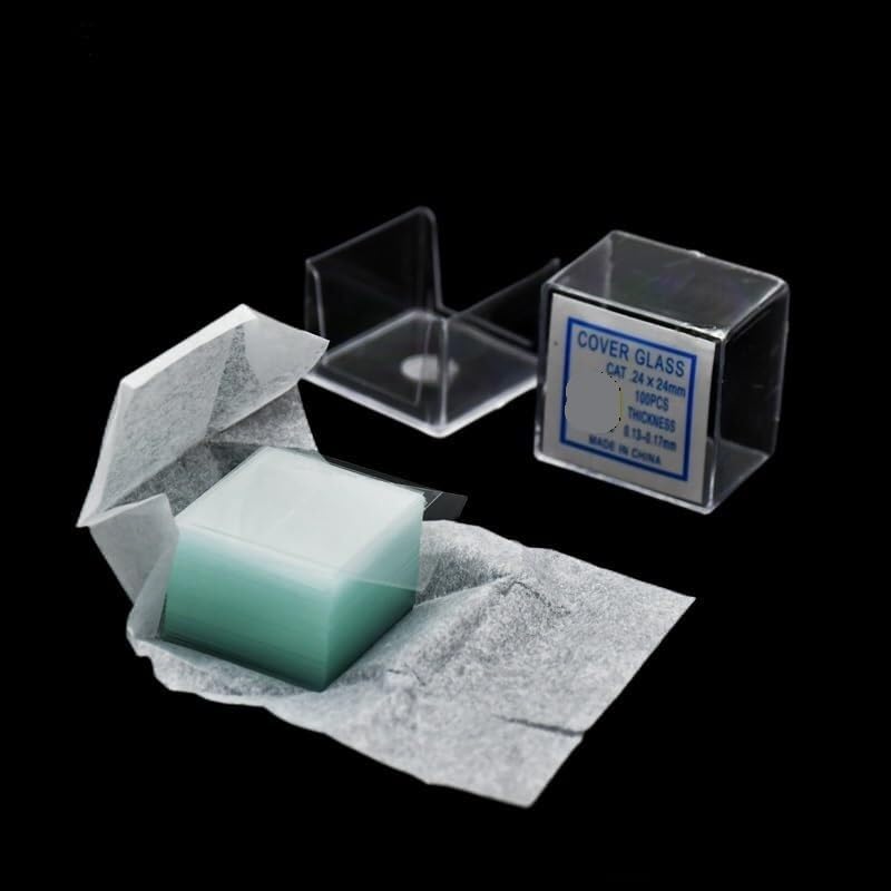 Szklana osłona mikroskopu 24 x 24 mm, grubość 0,13-0,17 mm, 1000 szt. kwadratowych nakładek do użytku laboratoryjnego, idealna do badań naukowych i eksperymentów
