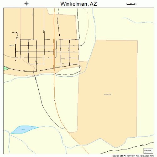 Large Street & Road Map of Winkelman, Arizona AZ Printed poster size wall atlas of your home