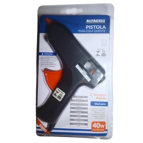 Pistola Aplicador De Cola Quente 40w Bivolt Com 2 Bastões de 11cm - Alfacell