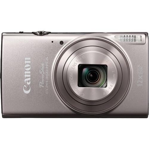 Image of Canon PowerShot ELPH 360 HS A Digital Camera (Silver) | 20.2MP CMOS Sensor, 12x Optical Zoom & Built-in Wi-Fi | Compact Point-and-Shoot for Travel (7283C001) + 64GB Card + Case+ More