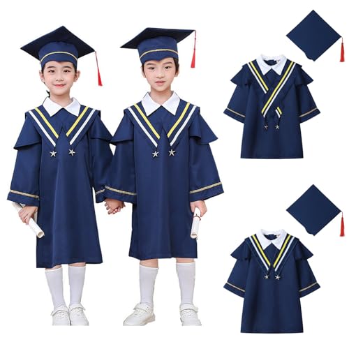 2-12T Kindergarten Graduation Cap and Gown Set with Tassel for Homeschool Child Preschool Nursery Primary School3