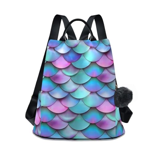 Beautiful Fish Mermaid Scales Backpack for Women Anti Theft Large Fashion Travel Shoulder Bag Purse Rucksack Lightweight