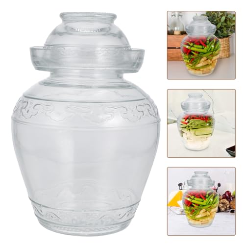 Yardwe 2.5L Traditional Chinese Glass Fermenting Jar with Airlock Lid