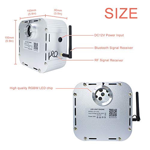 Image of AZIMOM High Brightness 32W Twinkle Fiber Optic Light Source RGBW Light Box Engine Diver Bluetooth /RF Remote Control Music Sensor Mode for Car Home Star Ceiling Light Effect Decoration