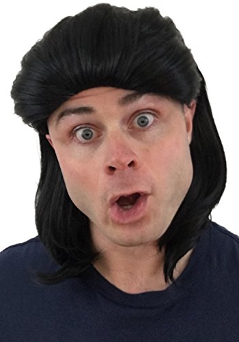Mullet Wig for Men (Black Mullet Flowtop): 80s Mullet Wigs Mens Mullet Wig Redneck Wig 80's Costume Wig 80s Wig Hillbilly Costume Wig Party Wig