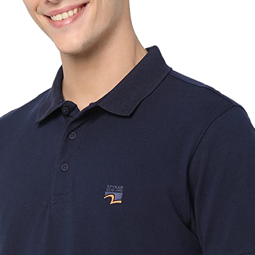 Image of Spykar Men's Slim Fit Polo Neck Half Sleeve Solid Casual T-Shirt