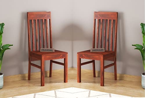 Image of Furniture Solid Sheesham Wood Dining Chairs Set of 2 Dinning Chair for Kitchen & Dining Room Chairs Without Cushion | Rosewood, Honey Finish
