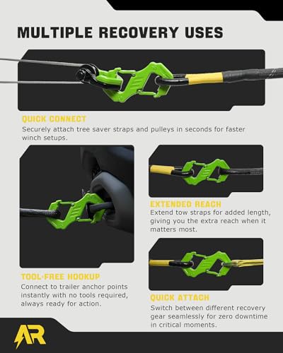 Image of 3 /8 inch S Tow Hook, G80 Steel Quick Winch Shackle 33,000Lbs Break Strength, Heavy Duty Off-Road Recovery Connect Hook for SUV, Truck, Trailer & Towing Applications, Green
