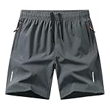 Men's Quick Dry Hiking Shorts Lightweight Athletic Workout Gym Shorts Gym Basketball Short Pants with Zipper Pockets