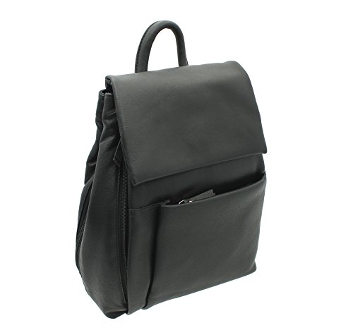 Ashlie Leder Rucksack mit Tragegriff, leicht, AC8202 Schwarz Cover