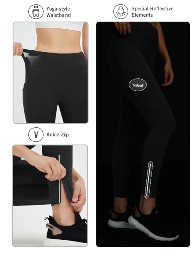baleaf Thermoleggings Damen Winter Fahrradhose Warm Gefüttert Jogginghose Running Tights Thermo Laufhose Schwarz M