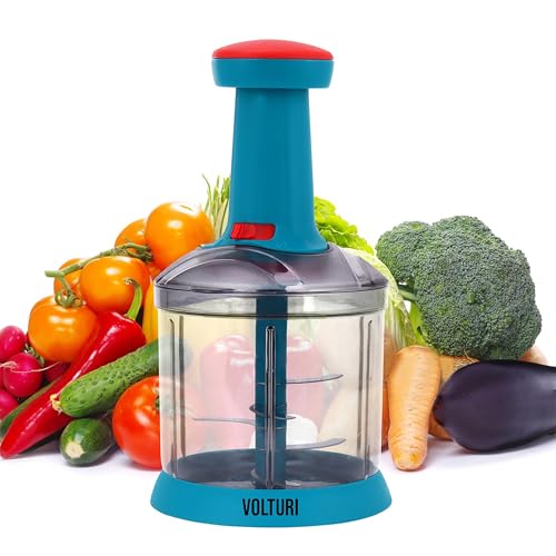 VOLTURI Chopper for Kitchen Use, Push Chopper with 5 Blades, Vegetable Chopper Kitchen Accessories Items for Home Cutting Vegetables, Onion, Ginger, Garlic, Salad, Tomato, Potato (A-1000 ML)