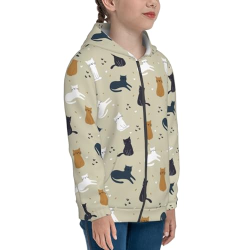 Cute Cartoon Cats Kid Hoodies Boys Zip Up Sweatshirts Girls Pullover with Pocket4