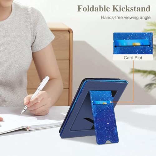 Image of Fintie Case for 7 inch /6.8 inch Kindle Paperwhite(12th /11th Generation-2024 /2021) and Kindle Colorsoft Signature Edition -Slim Foldable Stand Cover Auto Wake /Sleep for Paperwhite 2024, Starry Sky