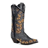 Vintage-Design: Cowgirl-Stiefel mit klassischem Western-Stil und Stickerei auf Schaft und Fuß.