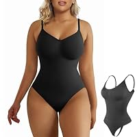 SHAPERX Shapewear for Women Tummy Control Sculpting Thong Control V-Neck Corset Bodysuit(Black,S/M)